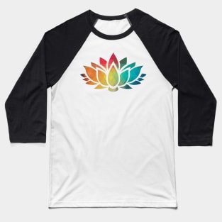 Rainbow color patterns lotus flower Baseball T-Shirt